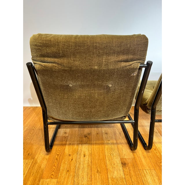 Bauhaus Black Steel and Green Upholstery Lounge Chairs, 1970s, Set of 3 For Sale - Image 13 of 18