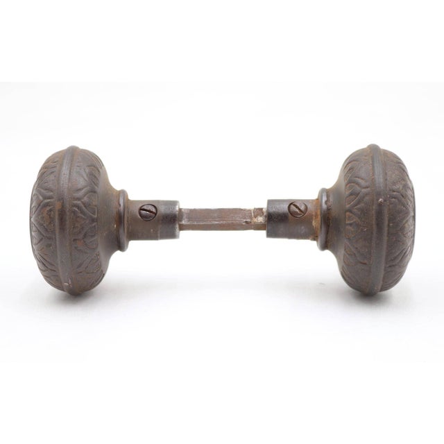 Victorian Pair of Victorian 1870s Norwalk Black Cast Iron Door Knobs For Sale - Image 3 of 6