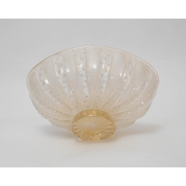 Mid-Century Modern Murano Ribbed White & Gold Fleck Center Bowl, Attributed to Alberto Donà For Sale - Image 3 of 5