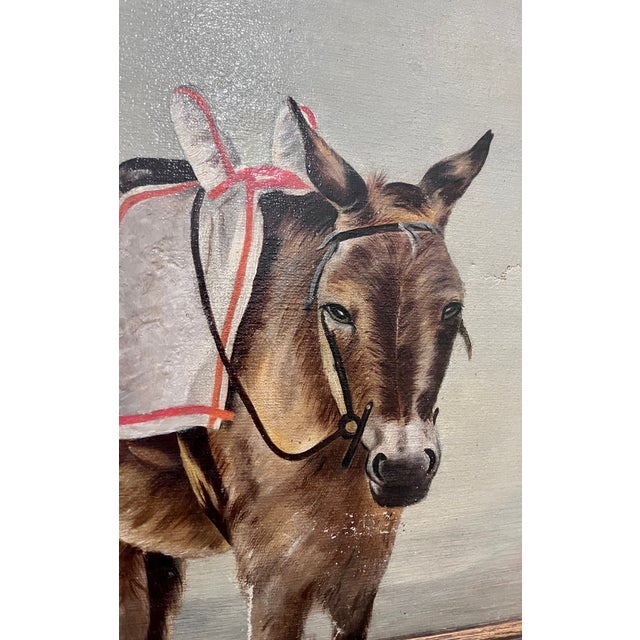 Mid 20th Century Vintage Original Framed Painting of Three Donkeys For Sale - Image 5 of 9