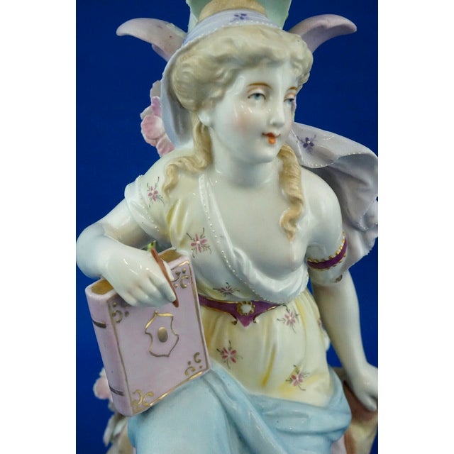 Vintage Porcelain Candelabra with Book and Flowers by Plaue, 1920s For Sale - Image 17 of 18