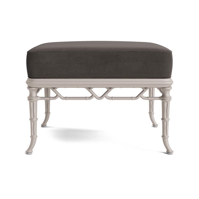 Contemporary Brown Jordan Calcutta Ottoman, Dove frame with Fusion Charcoal fabric For Sale - Image 3 of 11