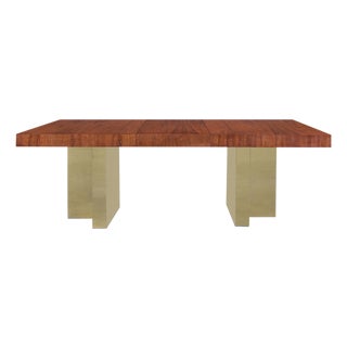Mid-Century Modern Walnut and Brass Expanding Dining Table by Milo Baughman For Sale