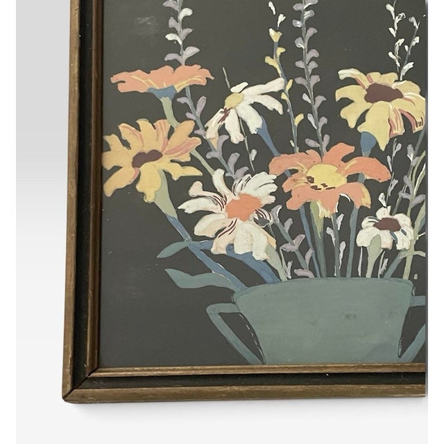Vintage Small Floral Painting With Orginal Black/Gold Frame For Sale In Chicago - Image 6 of 8