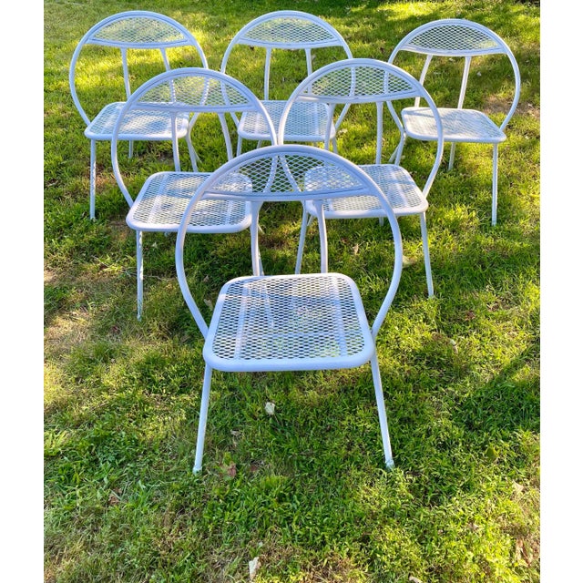 Metal 1960s Rid-Jid Iron Folding Patio Dining Set Table & 6 Chairs, Attributed to Salterini For Sale - Image 7 of 10