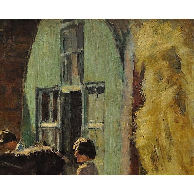 Harry Freckleton, Children with Their Pony in the Stableyard, 1960s, Oil on Canvas For Sale - Image 7 of 18