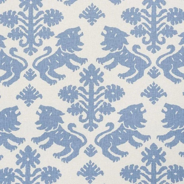 Sample - Schumacher Regalia Fabric in Blue For Sale