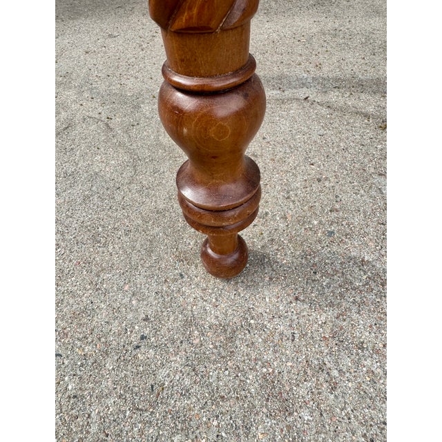 Wood Antique Flame Mahogany Drop-Leaf Work Table With Rope Twist Legs, C. 1840-1860 For Sale - Image 7 of 11