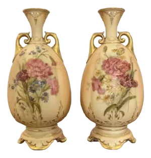 Antique Royal Worcester Vases, 1920, Set of 2