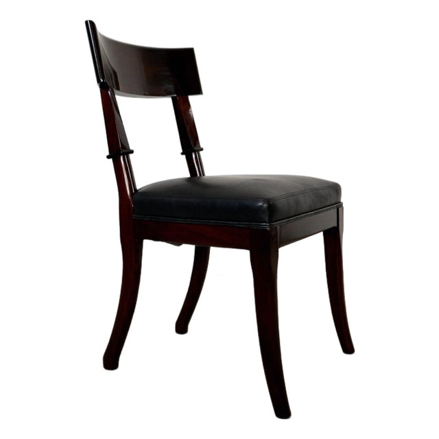 Hollywood Regency Leather Klismos Side Chair by Mirak For Sale