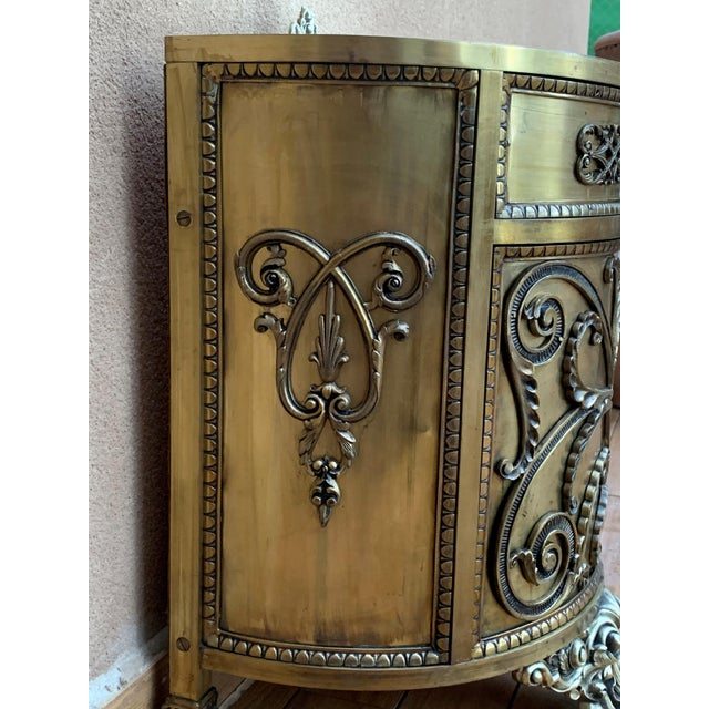 Antique Louis XVI Style Pair of Bronze / Brass Vitrine Cabinets or Nightstands For Sale - Image 12 of 18