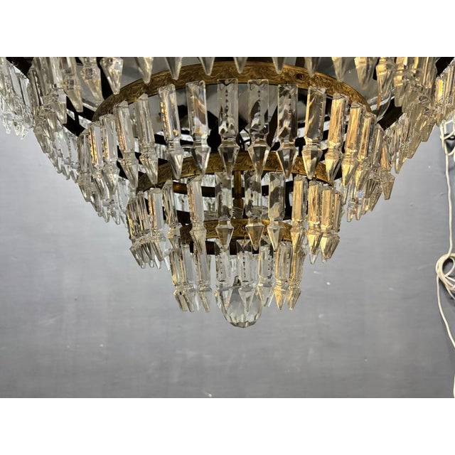 Bronze and Crystal Chandelier, Italy, 1950s For Sale - Image 8 of 11