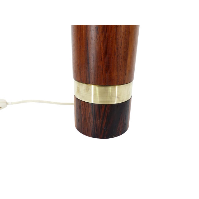 Brown Scandinavian Lamp Base in Exotic Wood and Brass, 1970s For Sale - Image 8 of 9