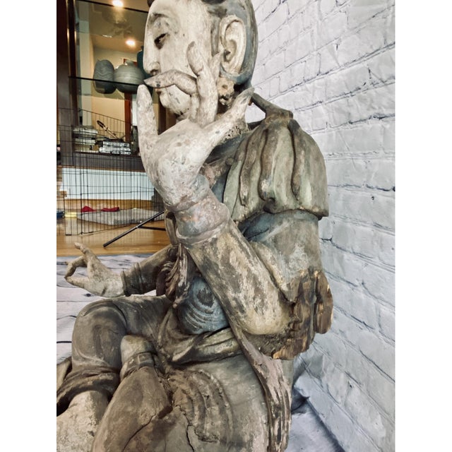 18th Century Monumental Chinese Polychromed Seated Guanyin Statute For Sale - Image 12 of 18