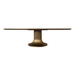 Oval Pyrolave and Bronze Pedestal Dining Table, by Giorgetti, Italy 2018 For Sale