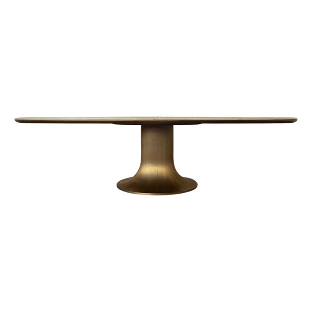 Oval Pyrolave and Bronze Pedestal Dining Table, by Giorgetti, Italy 2018 For Sale