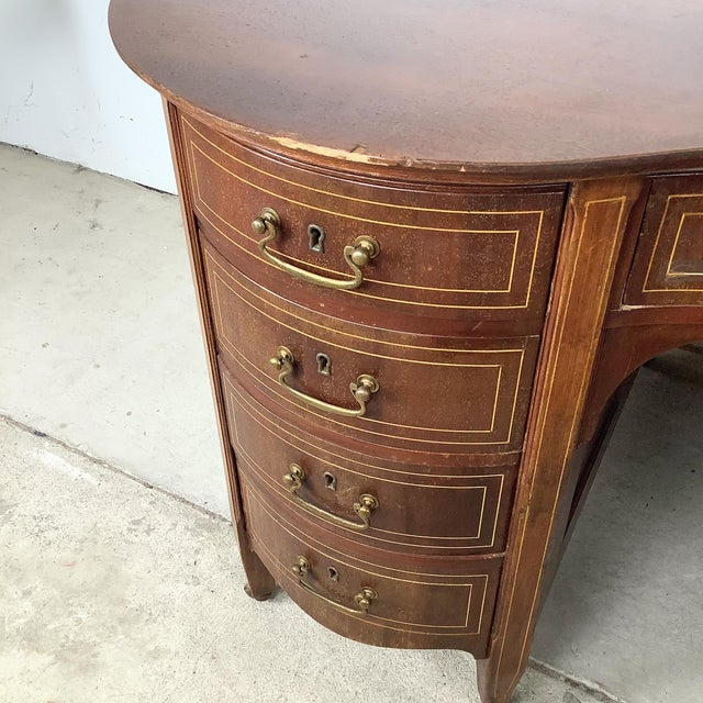Antique English Edwardian Mahogany Kidney Desk For Sale - Image 10 of 18