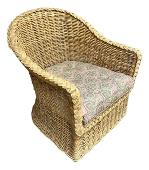 Vintage Braided Wicker Rattan Club Chair