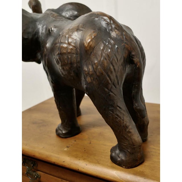 Arts and Crafts Elephant Model in Leather, 1930 For Sale - Image 4 of 10