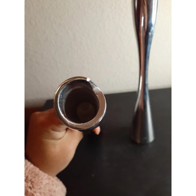 These are GORGEOUS Nambe Silverplated 12" Taper Candlestick Holders Set of 2 Procured at auction BOX 12