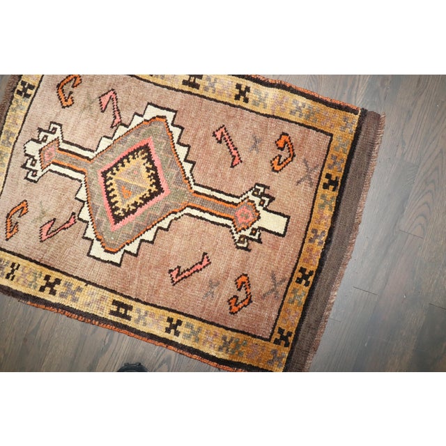 Traditional Vintage Zabihi Collection Turkish Anatolian Small Tribal Rug - 2' x 2'8" For Sale - Image 3 of 5