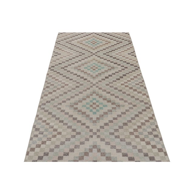 Mid-Century Modern Vintage Zeki Müren Runner Rug, With Geometric Patterns, From Rug & Kilim For Sale - Image 3 of 7