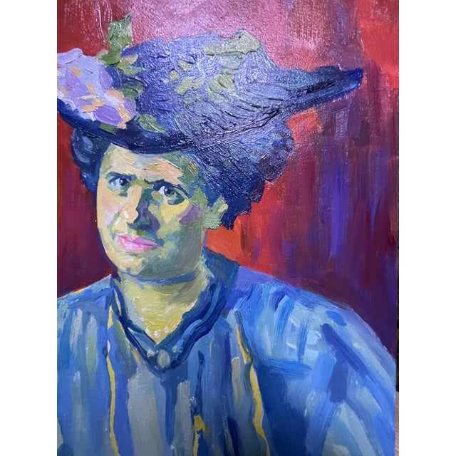 Oil painting Woman in Blue Victor Konotopsky is an expressive figurative portrait distinguished by bold color contrasts,...