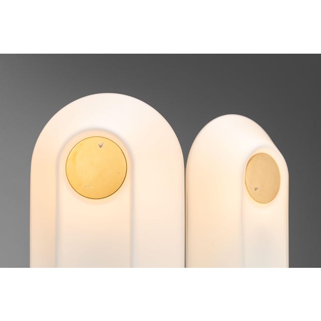 White Opal Glass Table Lamps with Brass Detail from Peill & Putzler, 1970s, Set of 2 For Sale - Image 9 of 16