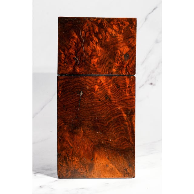 Stunning 19th Century Antique Victorian English Burl Wood 3-Decanter Box With Bramah Lock & Cut Crystal Decanter Luxury Home Decor Barware For Sale - Image 14 of 18