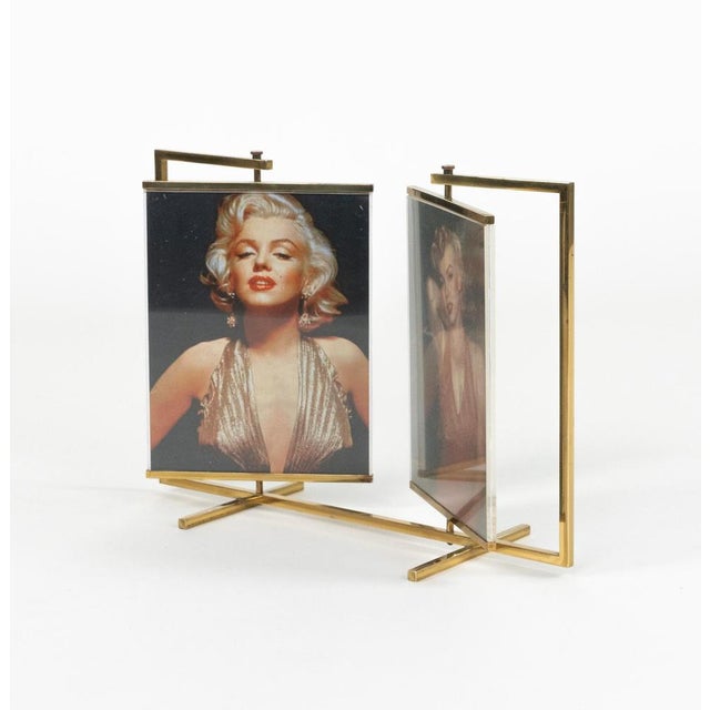 Metal Mid-Century Modern Brass and Acrylic Swivel Picture Frame, 1950s For Sale - Image 7 of 18