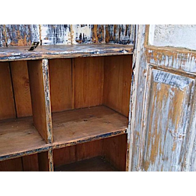 Black Antique Wooden Display Cabinet with Original Beveled Glass and Lived-in Patina, 1890s For Sale - Image 8 of 9