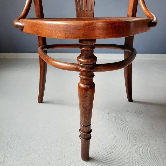 Wood Tripod Desk Chair from Jacob & Josef Kohn, 1900s For Sale - Image 7 of 9