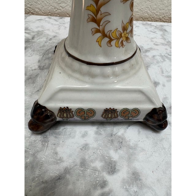 1970s Vintage Parisian Ceramic Floral Candleholder For Sale - Image 5 of 7