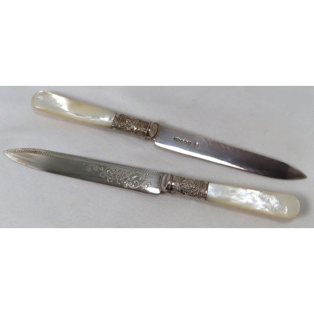 Antique Sheffield Silverplate & Mother of Pearl Fish Serving Cutlery