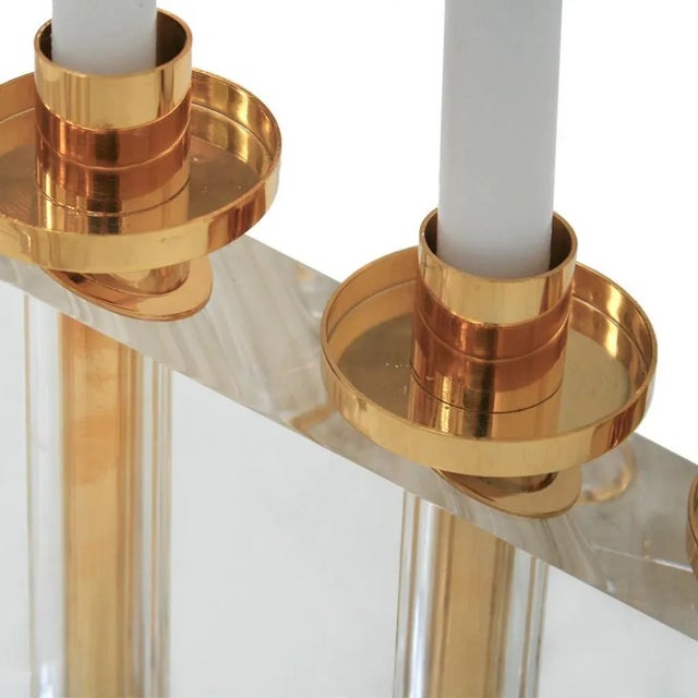 1970s French Brass and Methacrylate Candelabras, Set of 2 For Sale - Image 5 of 10
