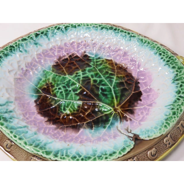 Late 19th Century Antique Majolica Motto Bread Tray For Sale - Image 11 of 12