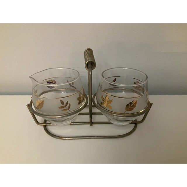 Libbey Gold Foliage Sugar and Creamer With Carrier For Sale In New York - Image 6 of 6