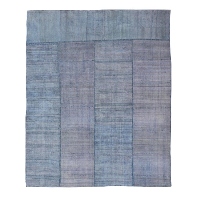 Vintage Turkish Paneled Kilim Rug With Serene Blue and Lavender Tones For Sale