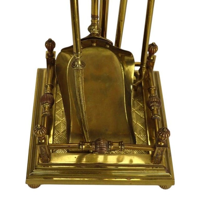 Neoclassical Brass Fireplace Tool Set C1920 For Sale - Image 4 of 17