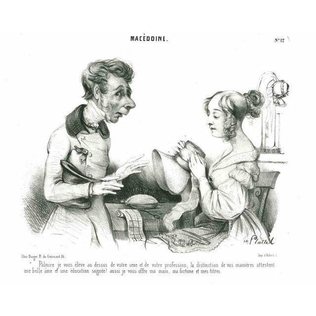 Lithograph on paper, France, mid-19th century. Signed in the plate. A finely executed satirical lithograph from the...