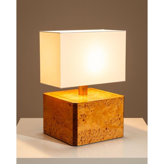 Table Lamp in Walnut Burl and Brass by Gabriella Crespi, Italy, 1970s For Sale - Image 15 of 15