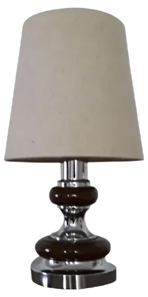 Vintage Table Lamp in Chrome Metal & Brown Ceramic with Beige Fabric Shade, 1970s