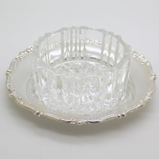 1970s Vintage Italian Handmade Genuine Silver & Glass Salt / Pepper Cellar Table Decor For Sale - Image 5 of 12