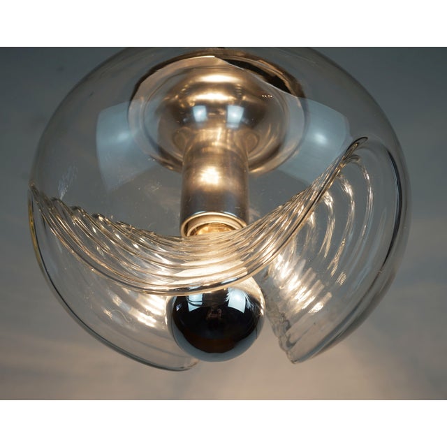 Black Mid-Century Wave Pendant Lamp in Clear Glass and Chrome from Peill & Putzler, 1960s For Sale - Image 8 of 12