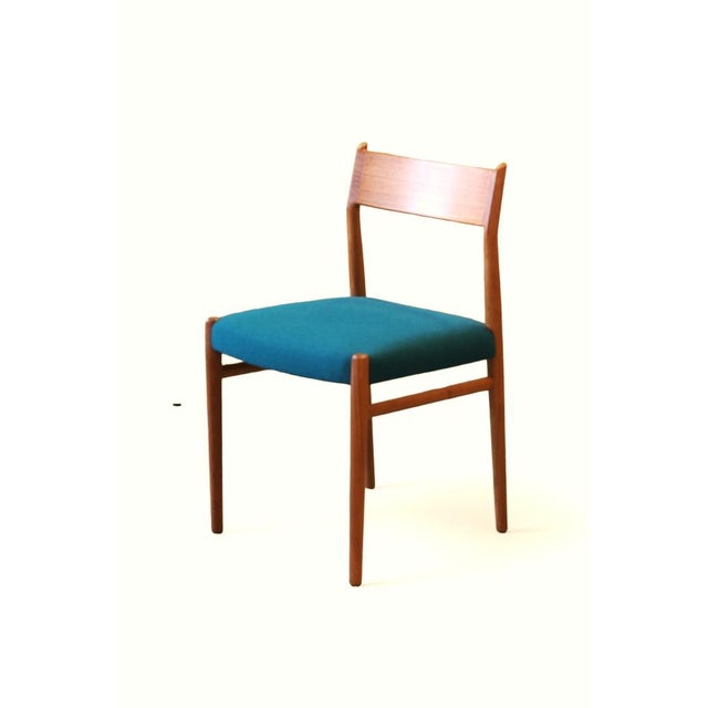 Dining Chairs Model 418 in Teak and Green Wool Upholstery by Arne Vodder for Sibast, 1960s, Set of 4 For Sale - Image 10 of 18