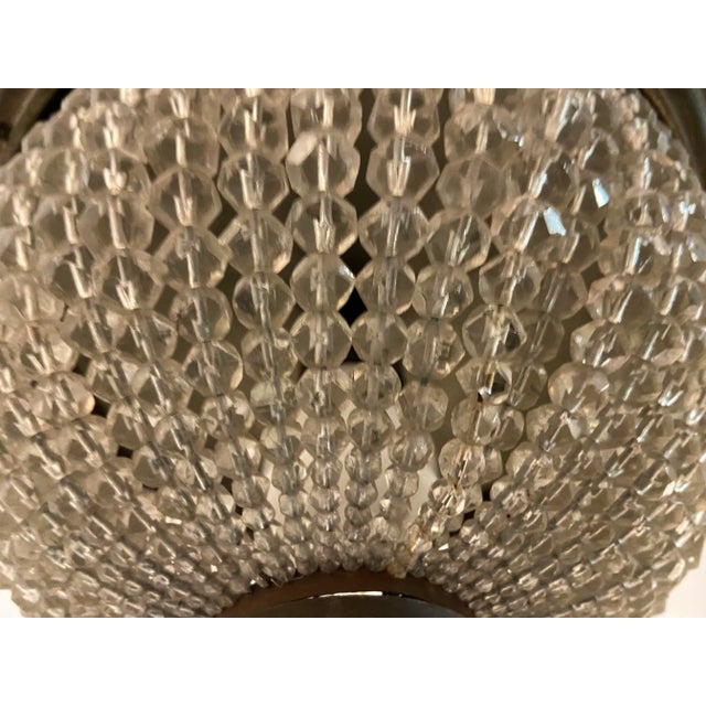 Vintage crystal beaded flushmount 1940s bronze frame with wooden top. crystal beads width 40 cm height 22 cm features 1...