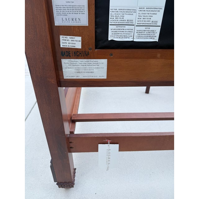 Ralph Lauren Continental Queen Tufted Leather Bed For Sale - Image 12 of 12