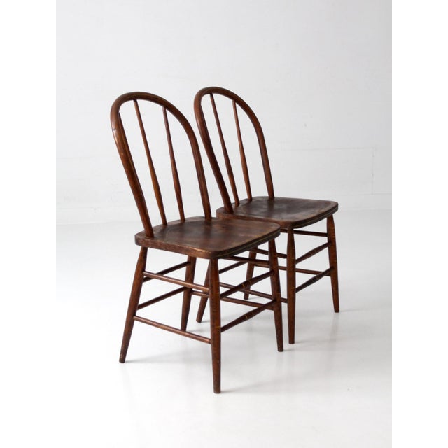 Vintage Windsor Bow Back Dining Chairs by Square Brand Pair For Sale - Image 13 of 18