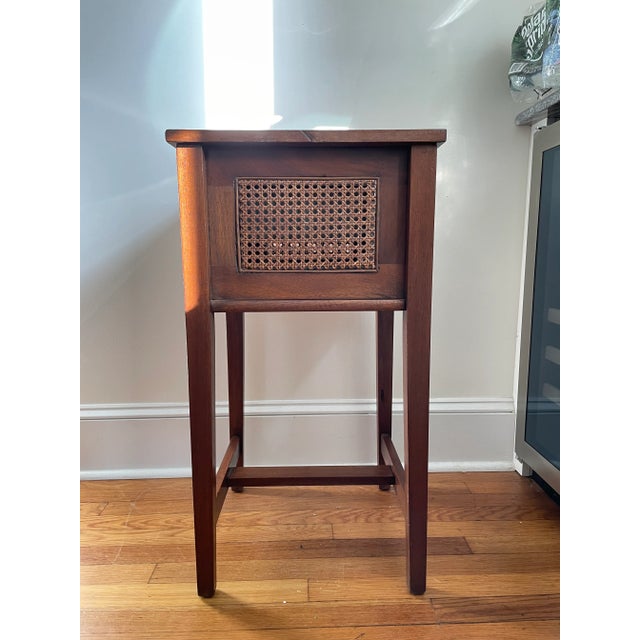English Vintage Walnut and Cane Jardiniere Planter For Sale - Image 3 of 9