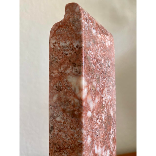 Minimalist Pink Marble Modern Sculpture on Primitive Style Rusty Display Stand For Sale - Image 9 of 13